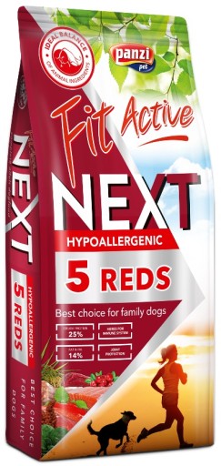 PODĽA HMOTNOSTI Fit Active Dog NEXT Hypoalergénne dospelé 5 červených Bezlepkové 1 kg