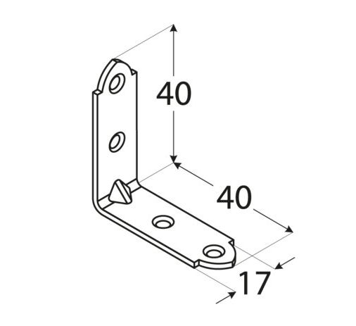 2ks MALÝ ÚZKÝ NÁBYTOK UHLOVÝ SPOJ KW2 KONEKTOR 40x40x17mm 1,5mm