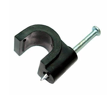 Kruhový držiak kábla 6mm KN6 100ks čierny s klincom (0391a)