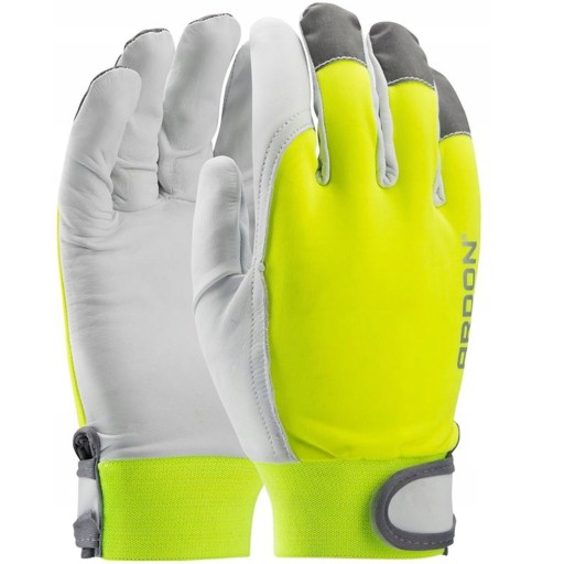 Reflexné kožené Fluo reflexné rukavice, 1 pár, veľkosť 8