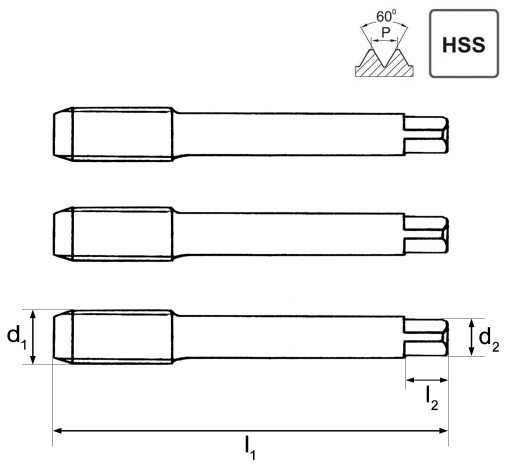 ZÁVIT M10 HSS ZÁVIT M10x1,50 mm SADA 3 KS