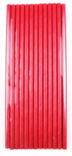 Rúrky (slamky) z papiera. červená s bielymi bodkami, 6x197mm / 24 ks.