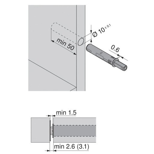 TIP-ON BLUM 956.1004 nárazník, krátky, čierny
