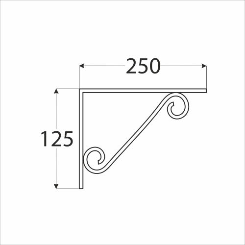 PODPOR POLICE S DEKORAČNÝM OZDOBOM 250x120 mm DEKORATÍVNY BIELY KOV