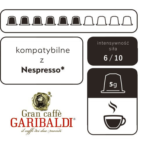 Nespresso Capsules Garibaldi Top Bar 100% Arabica