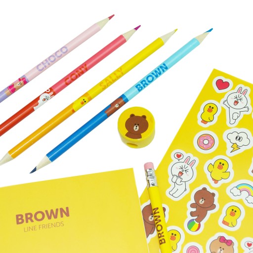 LINE FRIENDS zápisník, ceruzka, pastelky, nálepky, hoblík