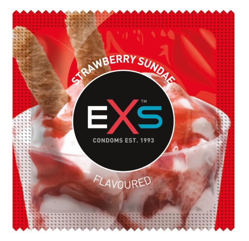 EXS STRAWBERRY vonné kondómy, sada 25 ks, príchuť jahoda
