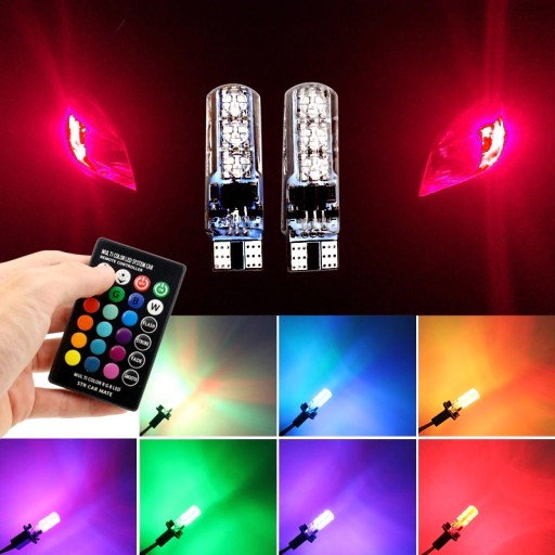 2 W5W LED T10 RGB ŽIAROVKY 16 FAREBNÉ PARKOVACIE DIAĽKOVÉ OVLÁDANIE