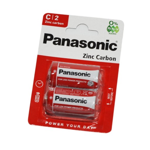 8x zinkovo-uhlíková batéria Panasonic C R14 1,5V