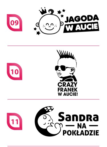 Nálepky na auto - dieťa v aute MENO