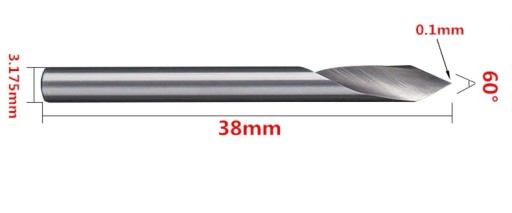 Špirálová gravírovacia fréza 60 0,1 mm 3,175 mm tvrdokov