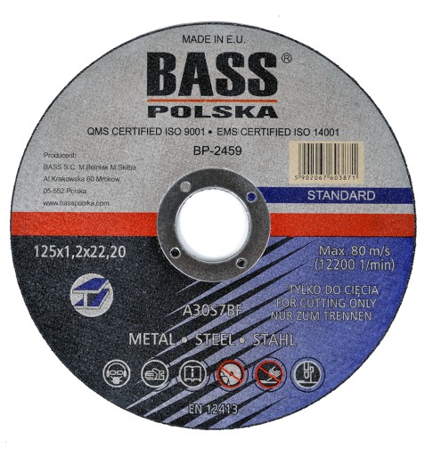 BASOVÝ POLŠTANÝ KOVOVÝ DISK 125mm x1,2mm x22,2mm
