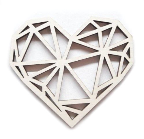Geometrické srdce Valentínska svadba 3,5x4cm 10 ks