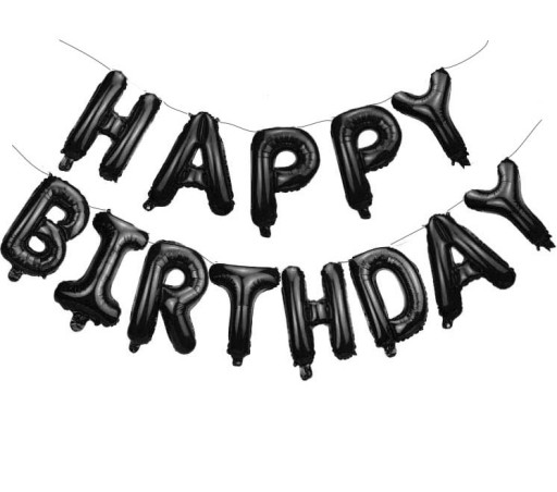 Čierny nápis s balónikmi HAPPY BIRTHDAY