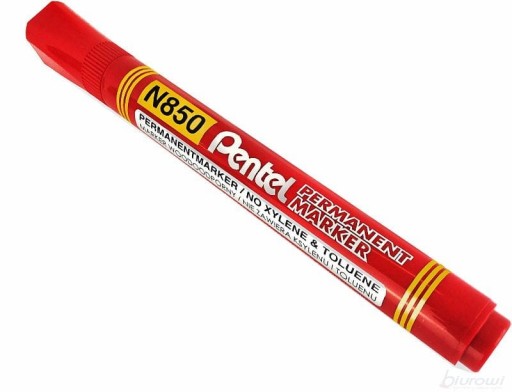 Pentel N850 červený permanentný popisovač s okrúhlym hrotom