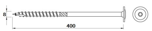SKRUTKY TORX TESÁRSKA SKRUTKA DO DREVA 8x400
