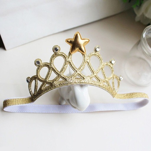 CROWN Čelenka do vlasov s gumičkou, ZLATÁ farba