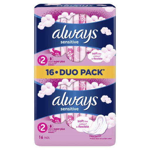 Always Ultra Sensitive Super Plus (veľkosť 2) Hygienické vložky s krídelkami, 16
