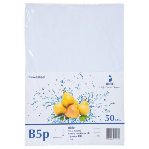 HK samolepiaca obálka s pruhom biela B5 (176 x 250 mm) Bong 50 kusov