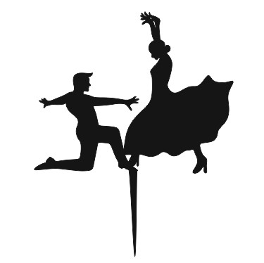 Flamenco Dance Couple Dancers Cake Topper Dekor Čierne plexisklo