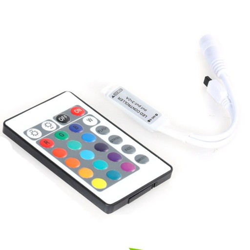 RGB IR ovládač/ovládač + diaľkové ovládanie na 24 RGB LED pásikov