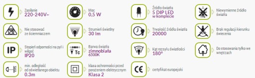 Zásuvná LED nočná lampa MYS 0,5W