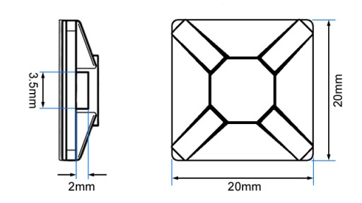 Samolepiaci držiak 20x20mm biele pásiky 100 ks