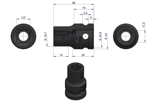 Náboj šesťhranný 1/2 11 mm Waryński
