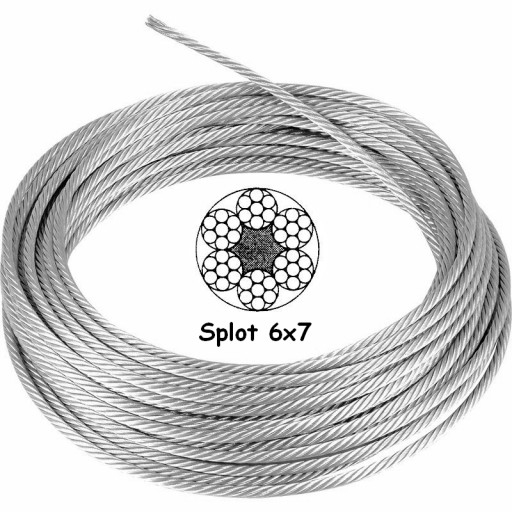 Lano Oceľové lano Žiarovo zinkované 5mm 6x7 na meter