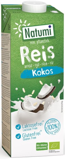 RYŽOVÝ A KOKOSOVÝ NÁPOJ BEZ PRIDANÝCH CUKROV, BEZ LEPKU