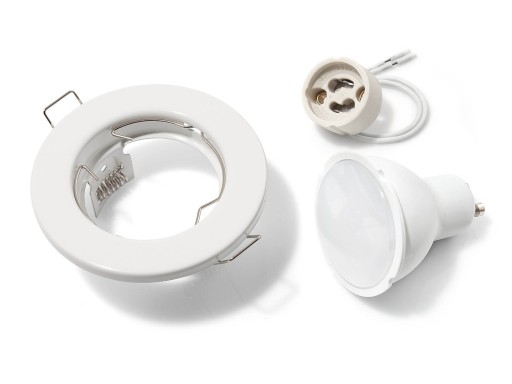 SET PEVNÝCH BIELICH HALOGÉNOVÝCH SVIETIDIEL + LED ŽIAROVKA 10W + GU10 6000K