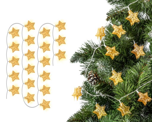 LED VIANOČNÉ SVIETIDLÁ ZÁVISNÉ HVIEZDY GARLAND 3M