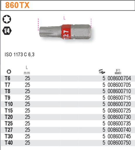 TORX SKRUTKOVACÍ BIT 1/4'' T40 BETA 860TX/40