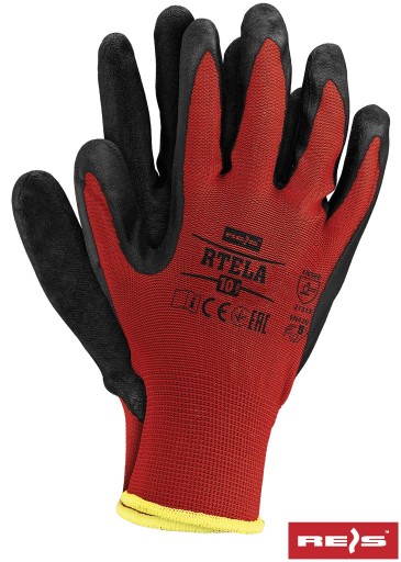 Ochranné rukavice RTELA, veľkosť 7, vyrobené z polyesteru, potiahnuté latexom