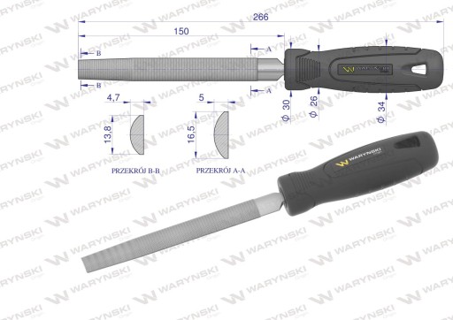 Polkruhový pilník 150 mm WARYŃSKI