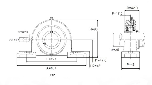 Samonaklápacie ložisko UCP 205 v puzdre UCP205 25 mm