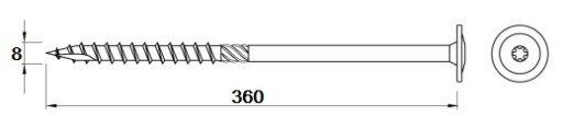 TEPOVACIE SKRUTKY TVRZENÉ TORX 8x360mm