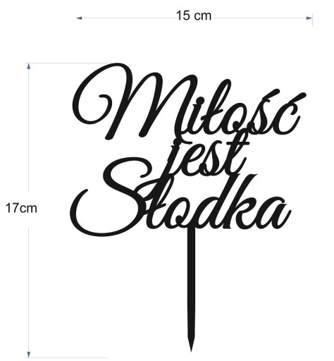 Topper nápis Love is sweet gold gold mirror
