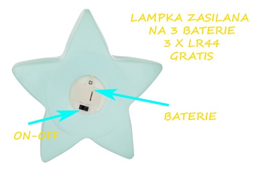 NOČNÁ LAMPA HVIEZDA 3 FARBY 15CM E0754 EMAJ