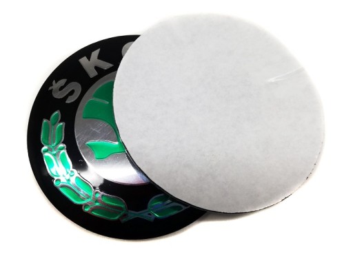 Hliníková nálepka na kryty kolies Škoda 60mm zelená