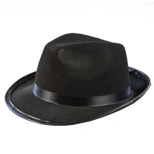 Čierny retro gangsterský klobúk Fedora