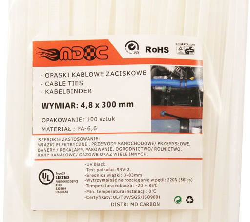 MDC ZIP-Clamps UV káblové zväzky 300x4,8