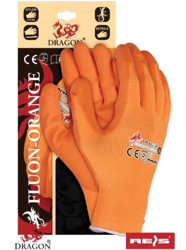 OCHRANNÉ PRACOVNÉ RUKAVICE DRAGON FLUON ORANŽOVÉ, veľkosť 10