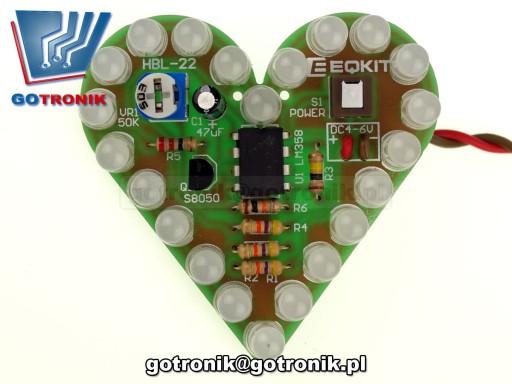 Blikajúce zelené LED srdce - DIY__________ELEK-091