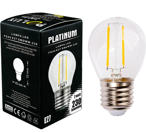 LED guľová žiarovka G45 E27 2W 230lm POLUX 3000K 360