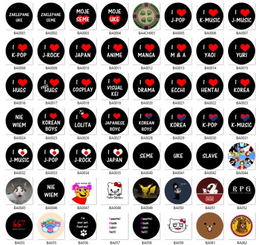 Milujem japonské anime kpop manga pins VEĽKÝ VÝBER
