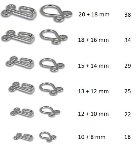 VÝŠIVKY 18 + 16 mm STRIEBORNÉ šijacie zapínadlá