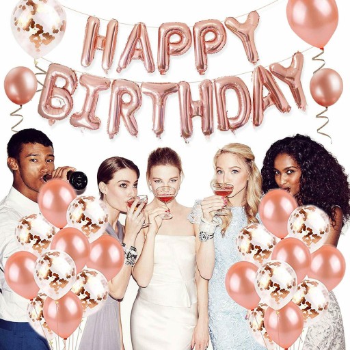 Módny nápis zlatá ruža pre HAPPY BIRTHDAY