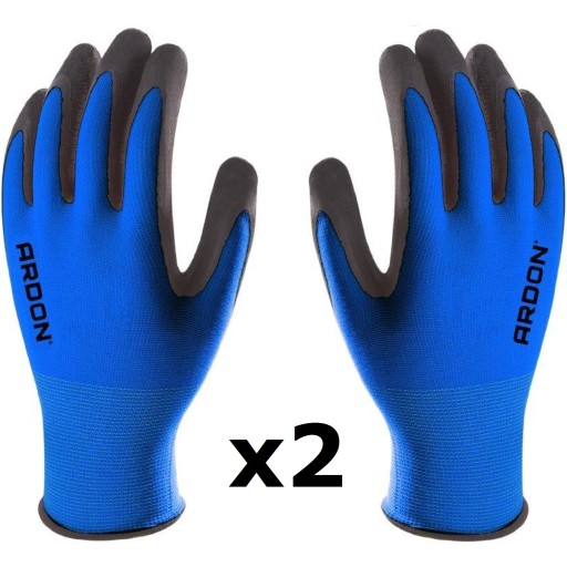 PETRAX Nylonové latexové pracovné rukavice, 2 páry, veľkosť 12