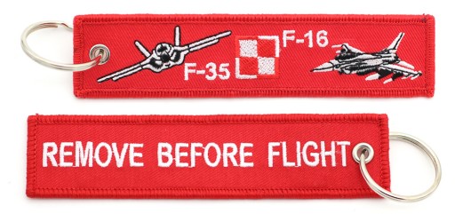 F-35 a F-16 vyšívaná kľúčenka ODSTRÁŇTE PRED LETOM